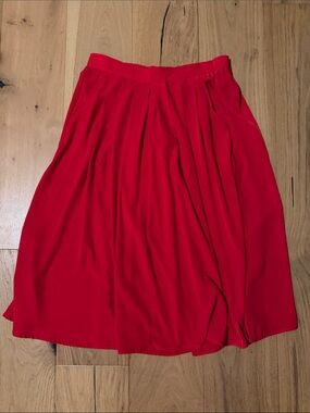 Vintage Eva Red Pleated Midi Skirt